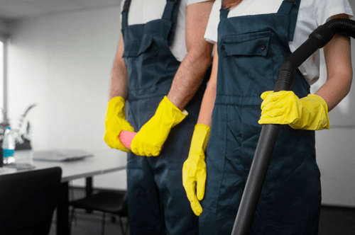 Side-by-side comparison of regular tidying and detailed deep cleaning in a modern living room