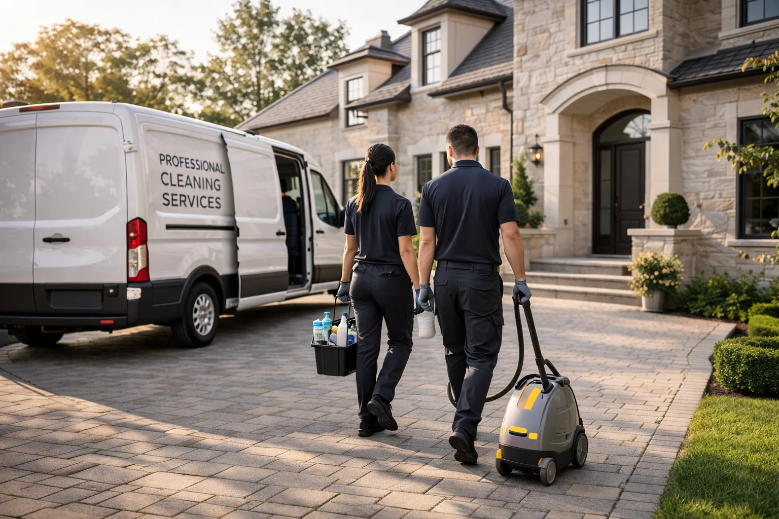 Professional team arriving at an Ancaster home for a thorough deep house clean.
