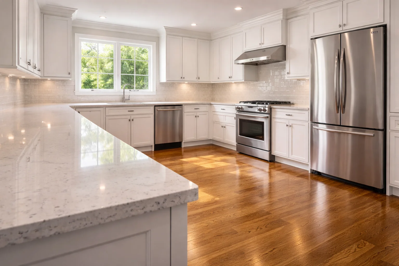 Spotless kitchen ready for new homeowners after a move-out deep clean in the Meadowlands.