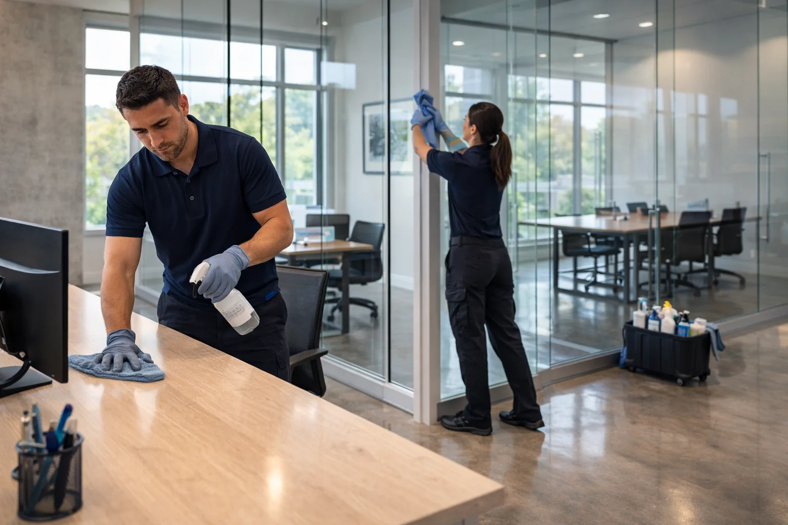 Dedicated commercial deep cleaning for a professional office space in Ancaster.