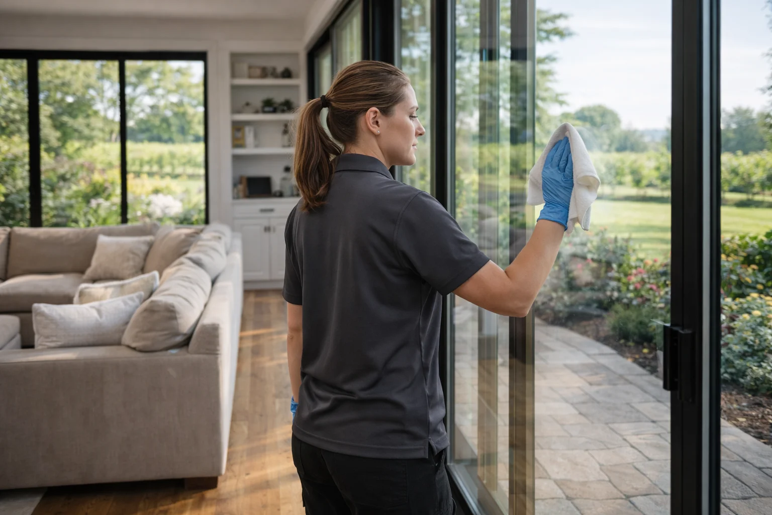 Detailed deep house cleaning of a bright, open-concept living space in Beamsville.