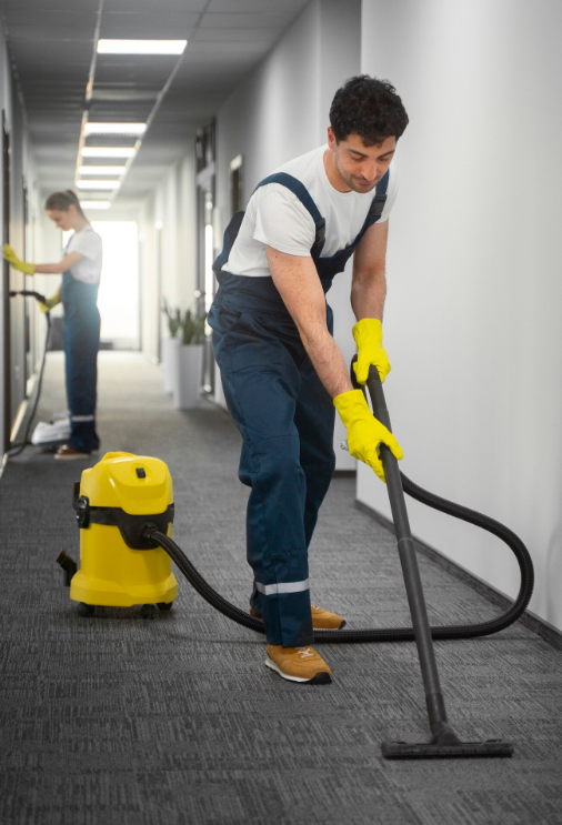 Professional carpet and upholstery cleaning machine in action