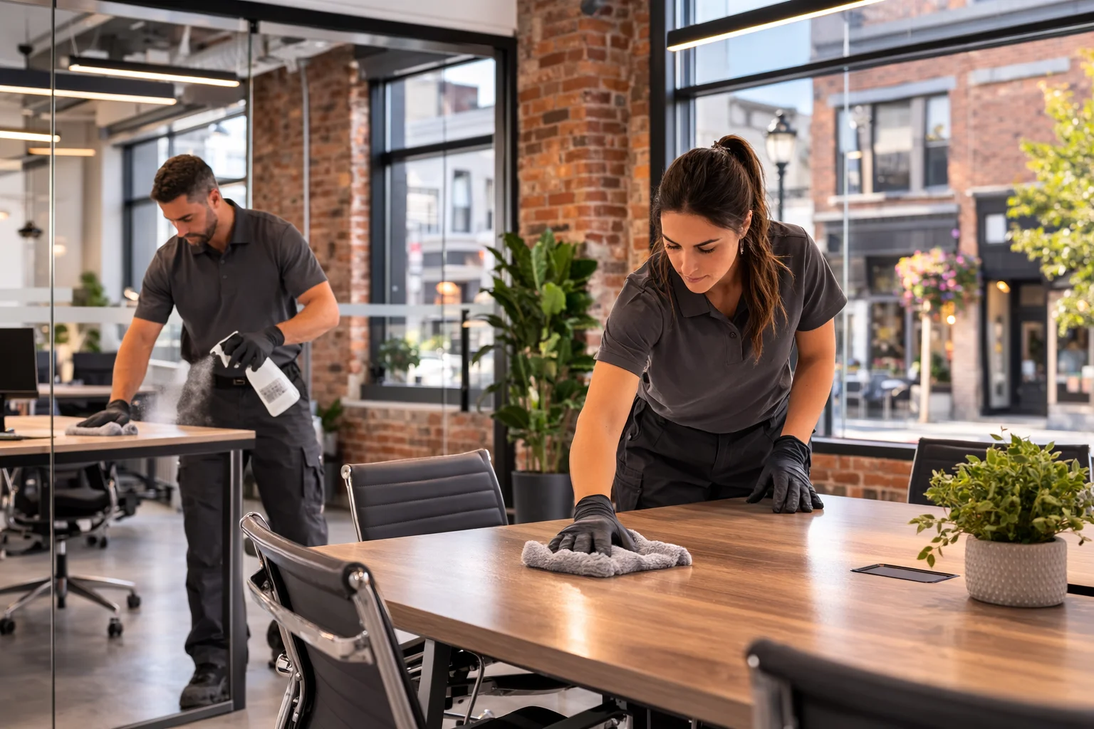 Detailed commercial deep cleaning of a professional workspace in downtown Dundas.