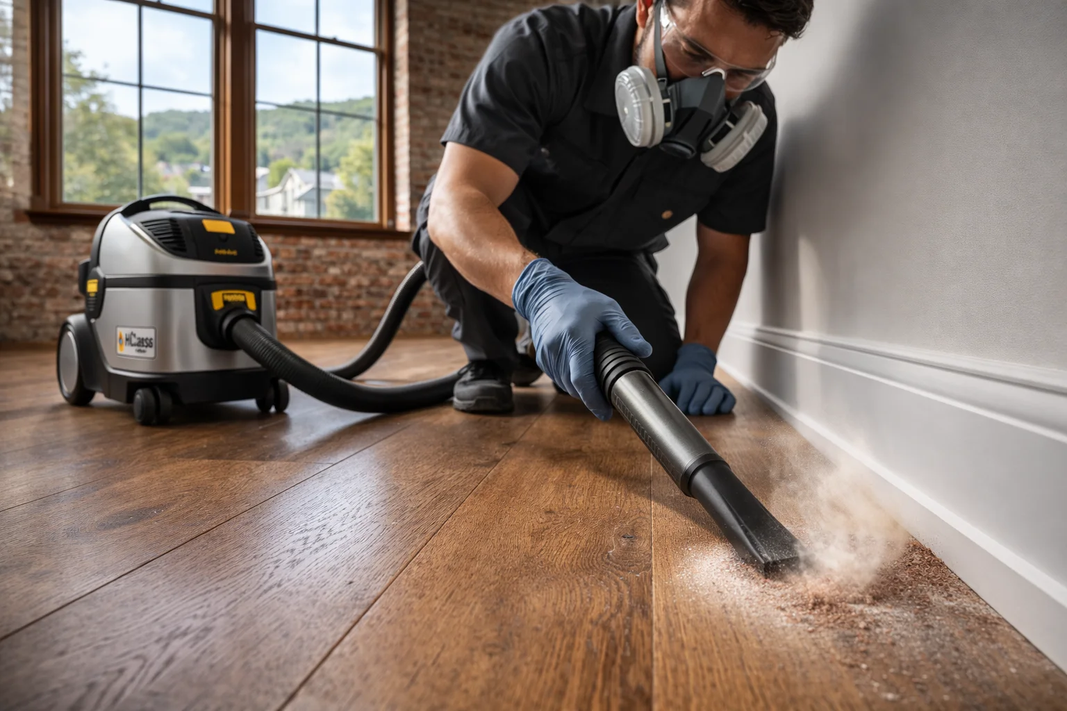Post-renovation deep clean using HEPA filtration equipment to remove dust in a Dundas property.