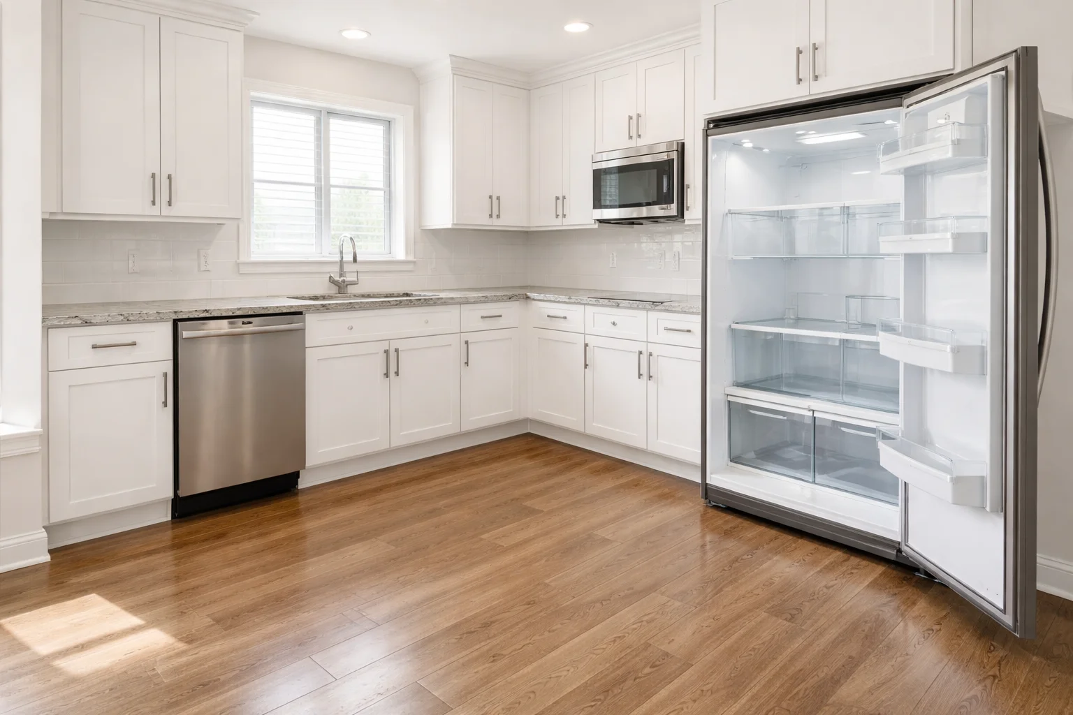 Spotless kitchen area prepared for new tenants after a move-out deep clean in Grimsby.