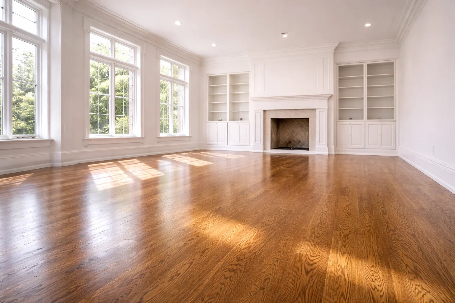 Immaculate empty living room after a professional move-out deep cleaning in Hamilton.