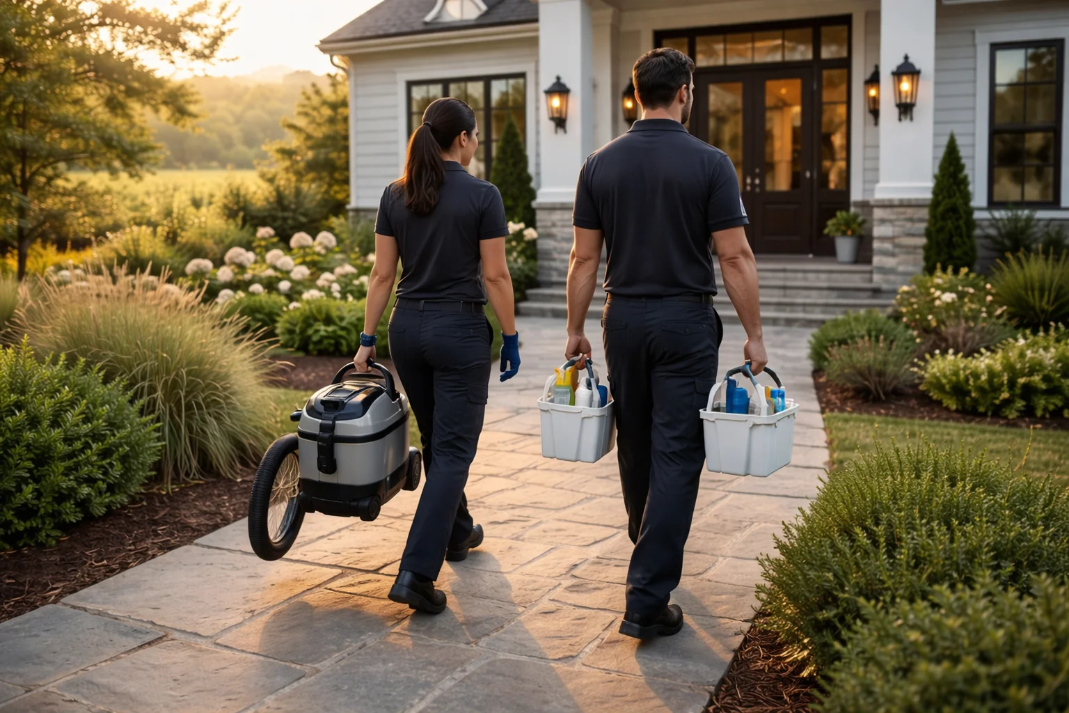 Team from a professional deep cleaning company arriving at a Lincoln home for a one-time service.