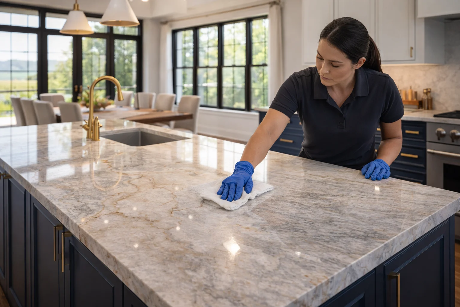 Meticulous deep house cleaning of a bright kitchen and dining area in Lincoln.