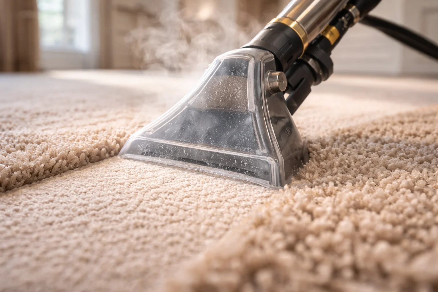 European steam extraction used for premium carpet cleaning in a Markham estate.