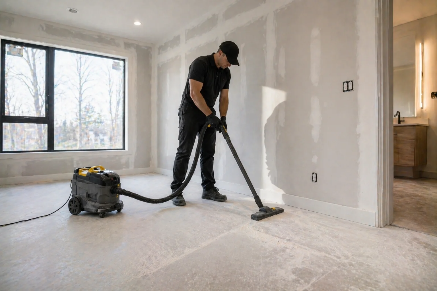 Drywall dust removal during post-renovation cleaning in an Oakville home