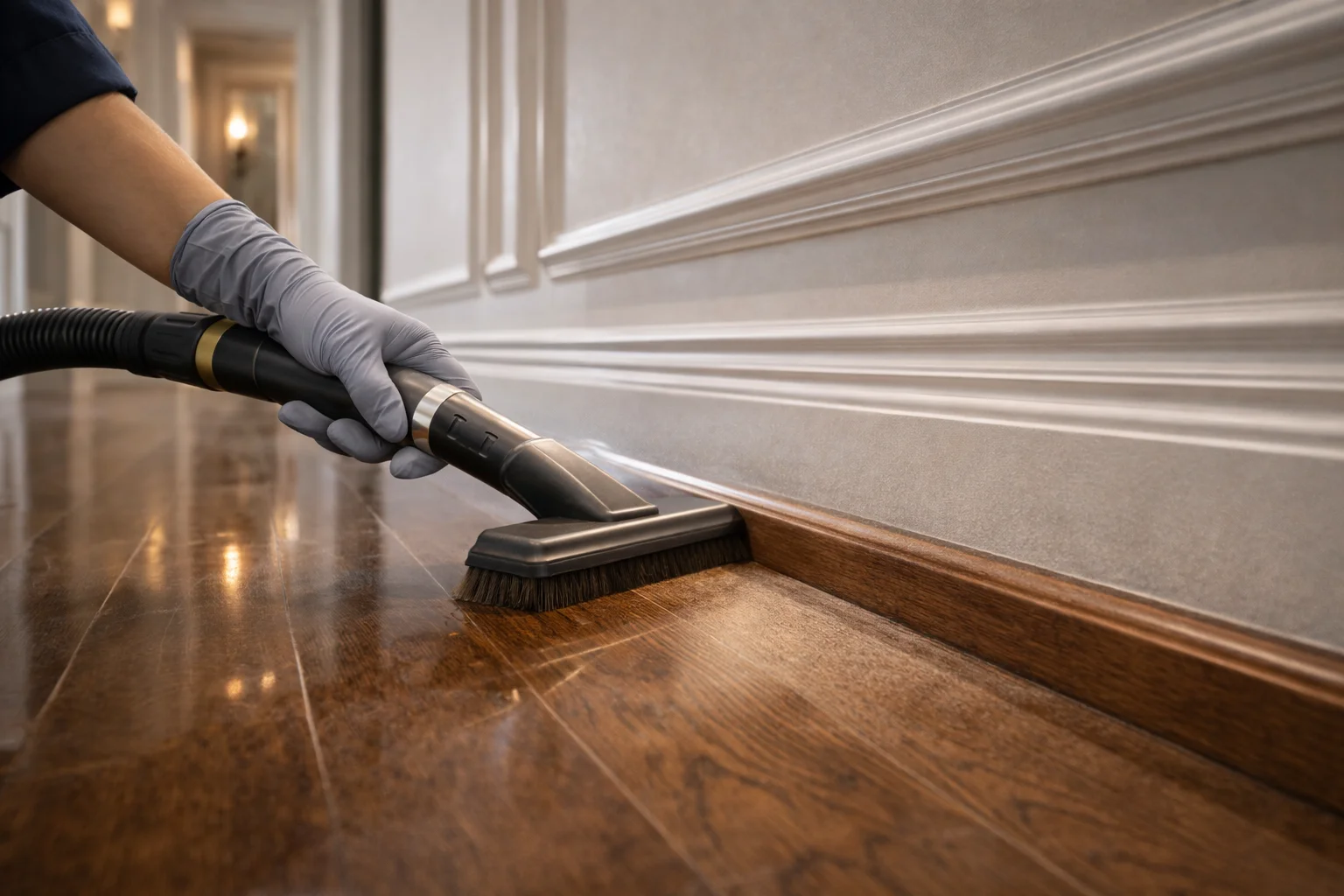 Move-out deep cleaning company Oakville detailing an empty luxury master bath for listing.