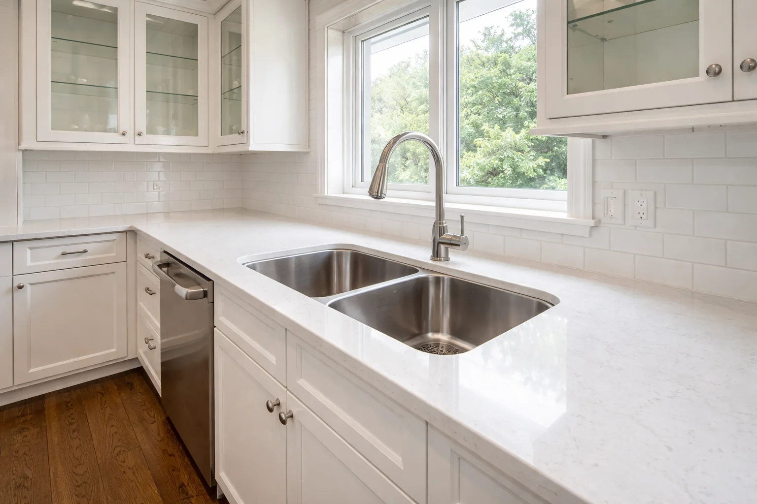 A thoroughly sanitized empty kitchen prepared for new tenants after a move-out deep clean in St. Catharines.