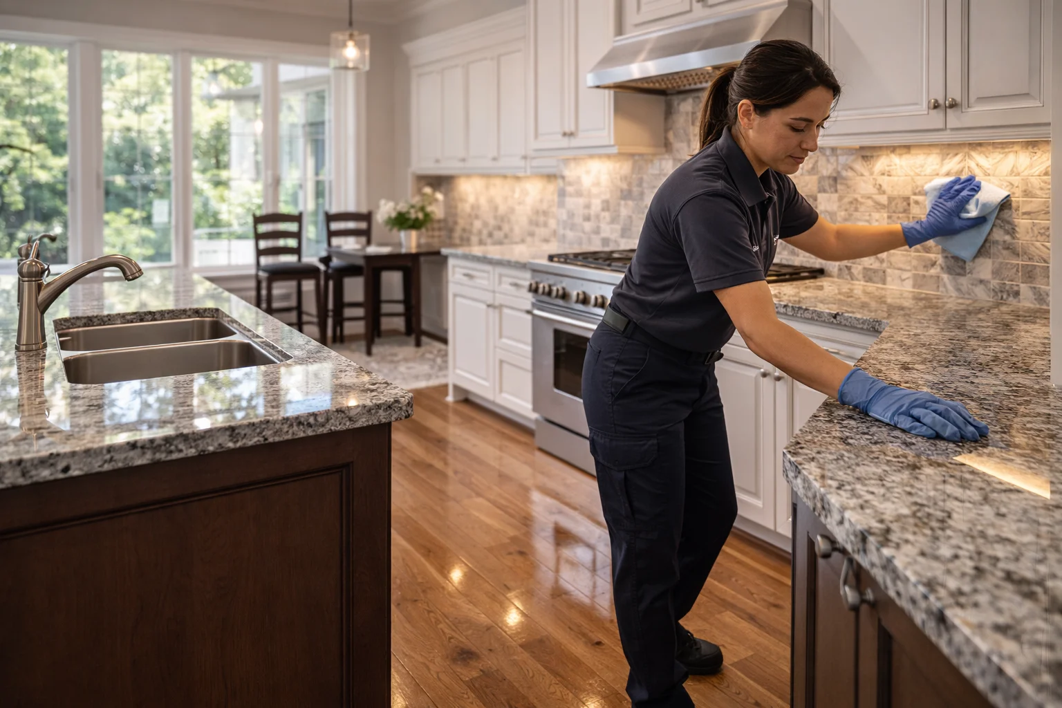 Detailed deep house cleaning of a modern kitchen in a Stoney Creek home.