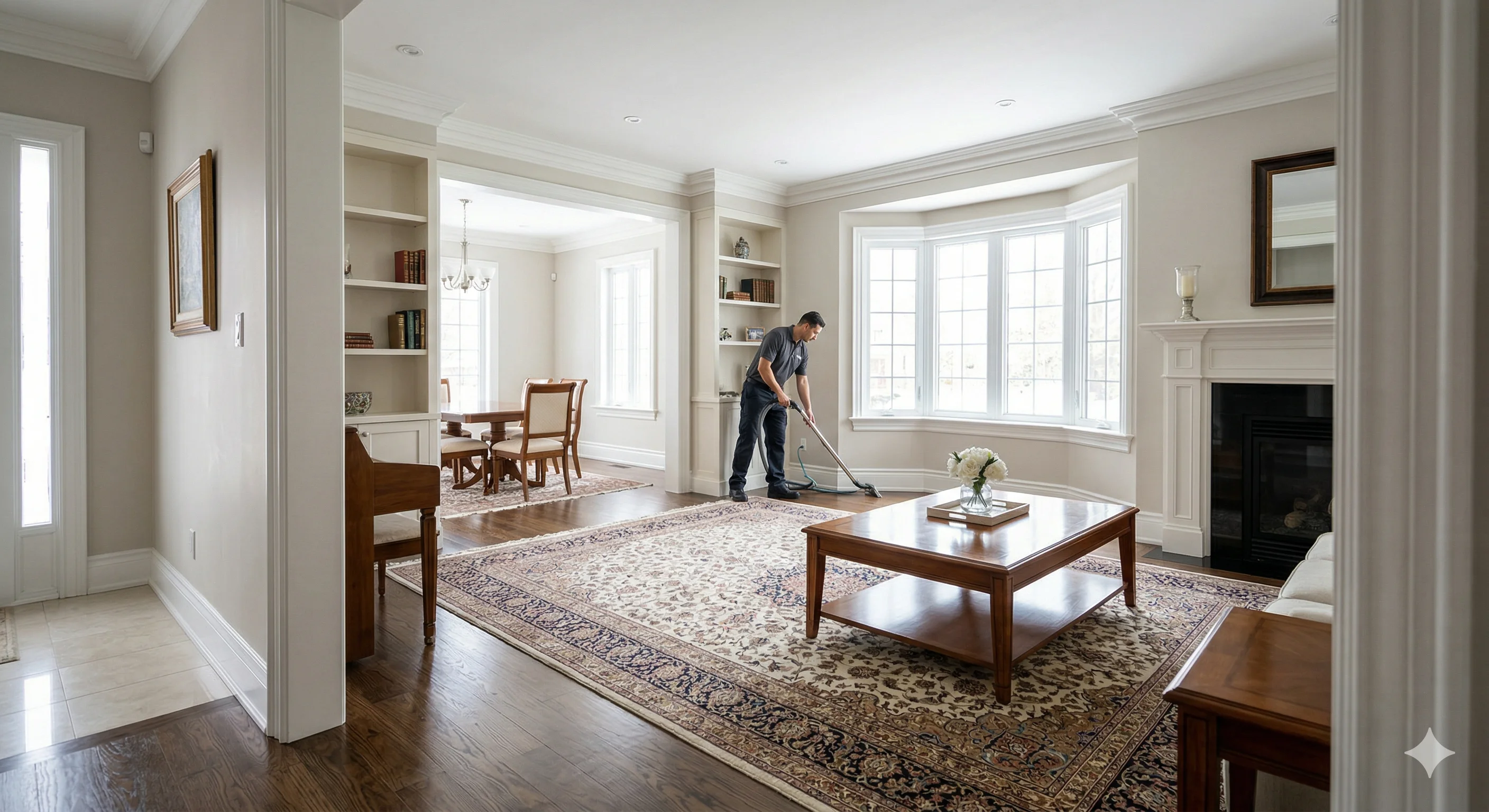 Residential deep cleaning in a Toronto living room and common area