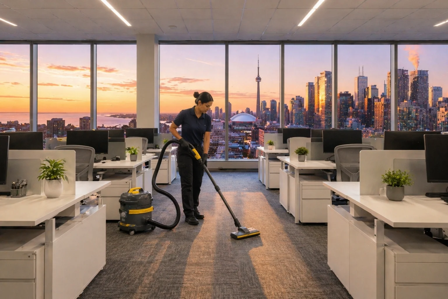 Office deep cleaning in Toronto with detailed workspace and floor care