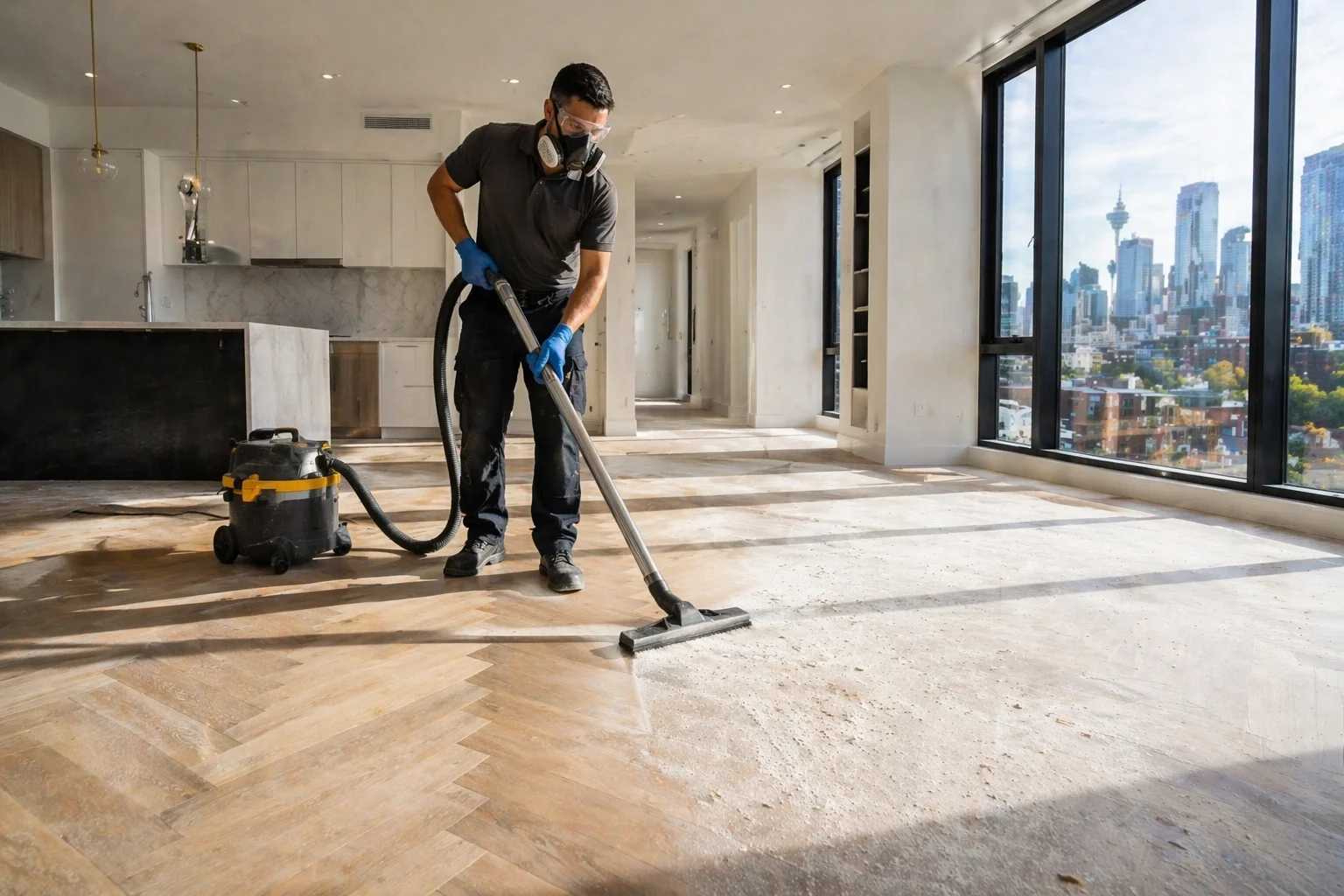 Post-renovation cleaning in a Toronto home with detailed dust removal after finishing work