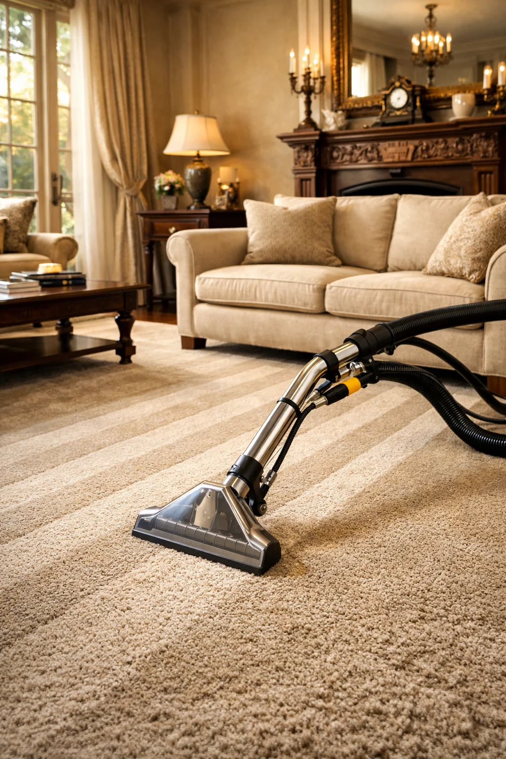 Professional carpet and upholstery steam cleaning inside a Vaughan estate.