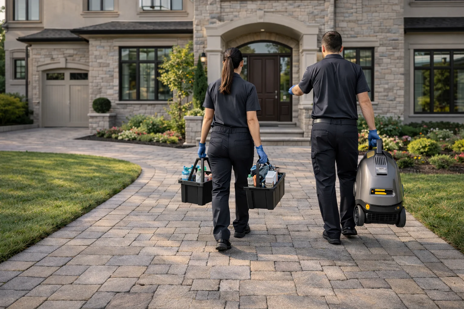 Professional team from a trusted deep cleaning company arriving at a Waterdown property.